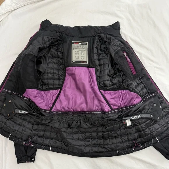 Lecaf Women’s Snowboard Jacket Small 95 Black Purple Quilted Insulated Ski Coat - Picture 5 of 17